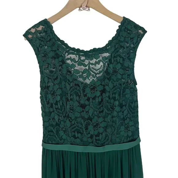 NWT David's Bridal F19328 Bridesmaid Dress in Juniper Green Size 0 - Picture 4 of 8